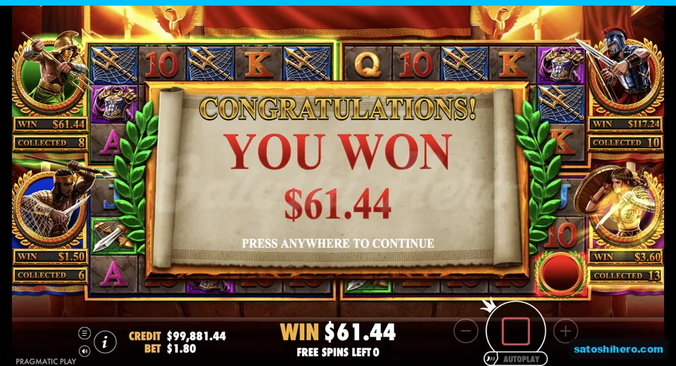 Collect screen shows $61.44 after the buy