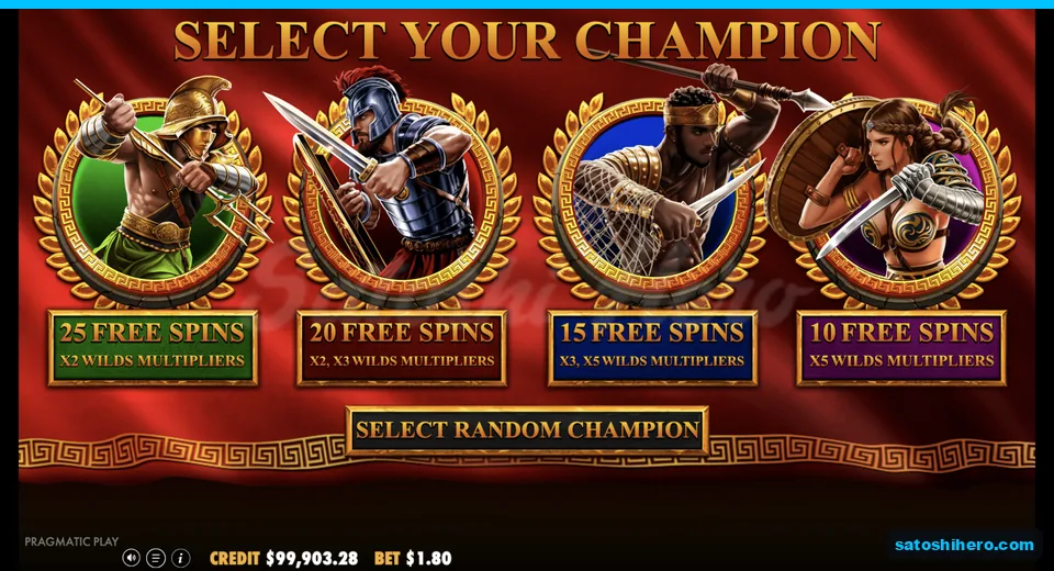 Champion select screen shows four fighter options
