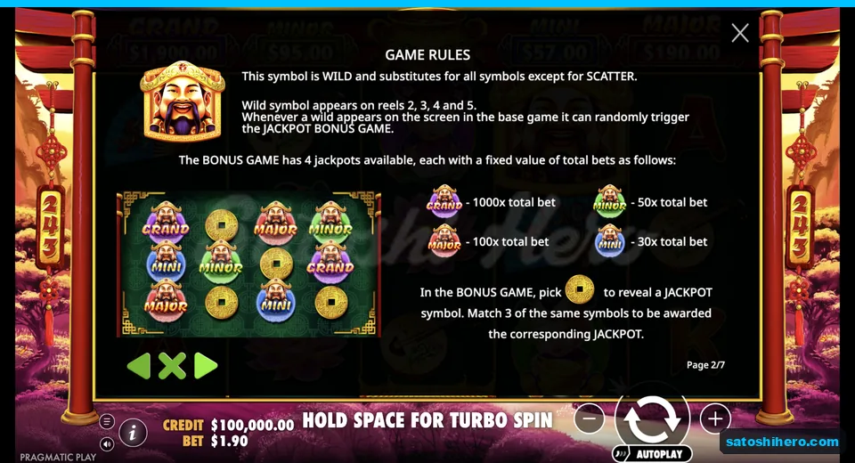 Rules explain wild-triggered jackpot pick