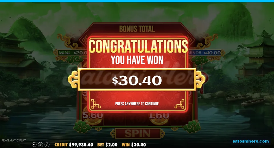 Collect screen shows $30.40 won