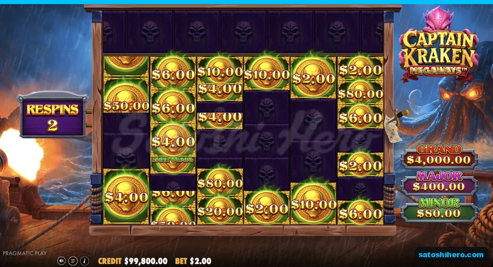 Respin board fills with gold skull values