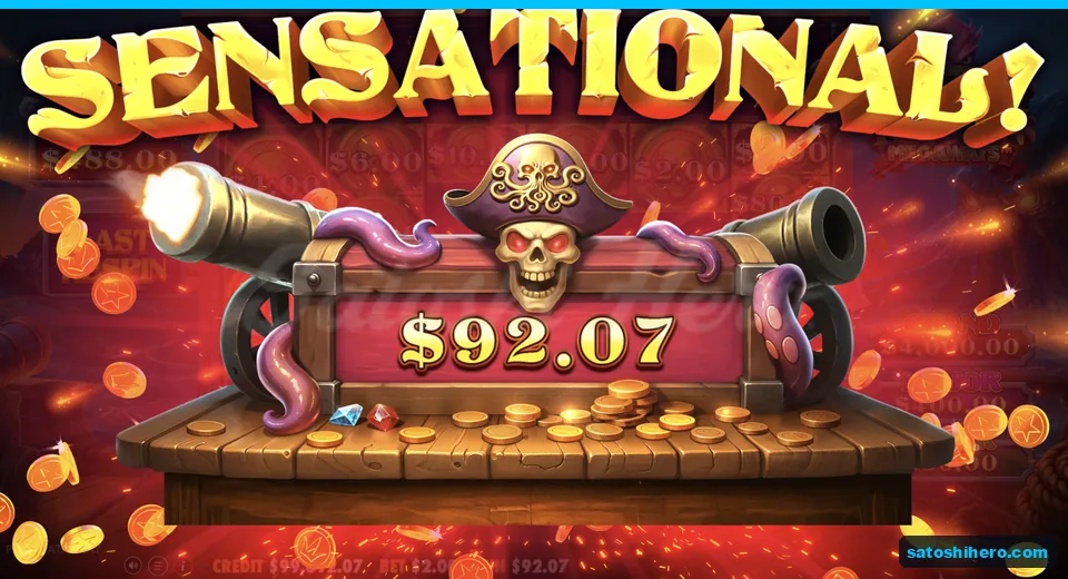 Sensational win banner shows $92.07 payout