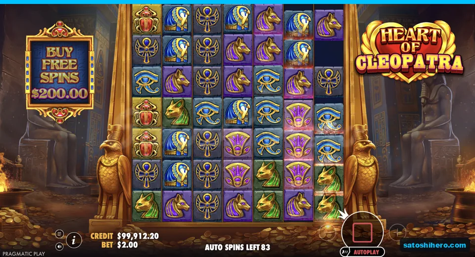 Settled board shows Egyptian icons and golden statues