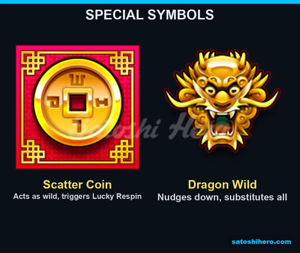 Scatter coin and Golden Dragon Wild symbols