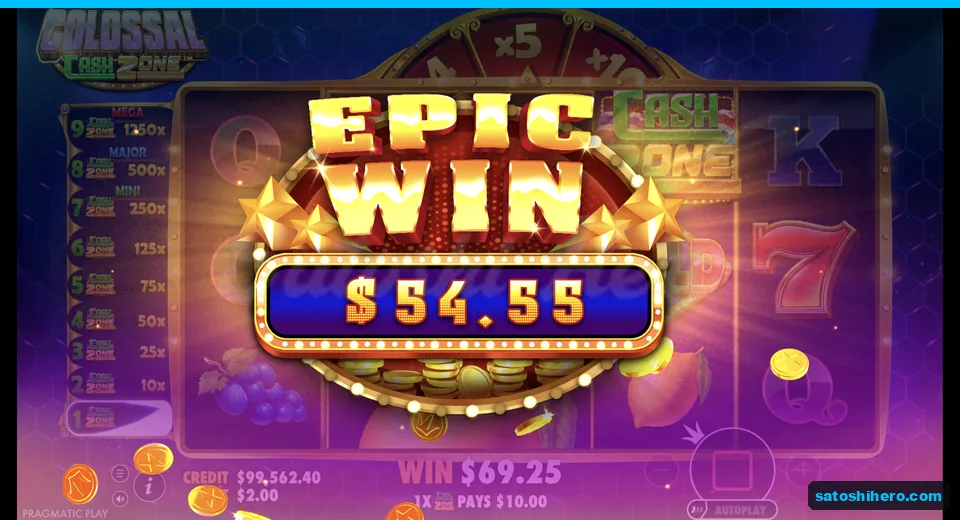 Epic win builds with multiplier wheel above