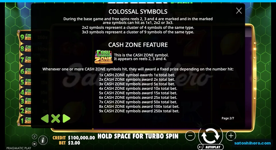 Rules page shows colossal blocks and cash symbols