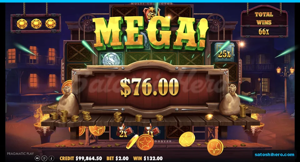 Mega win screen shows collectors sweeping coin board