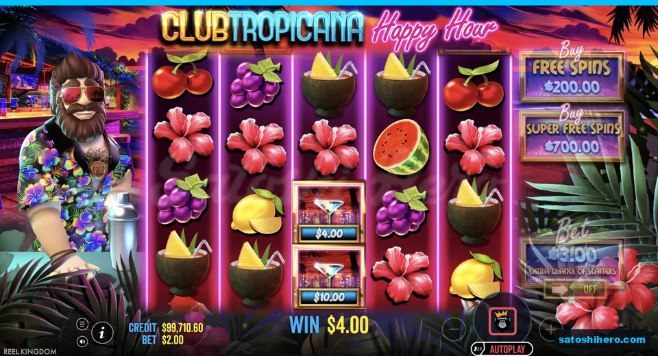 Line win resolves with three hibiscus flowers
