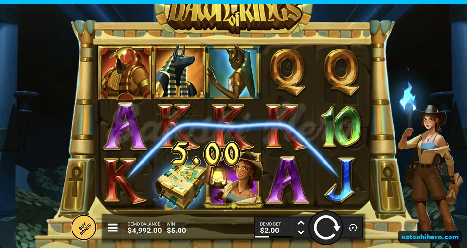 Three K symbols show a $5 line win