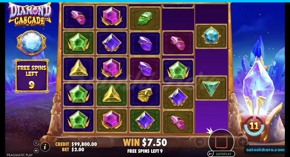 Free spins continue with nine spins left