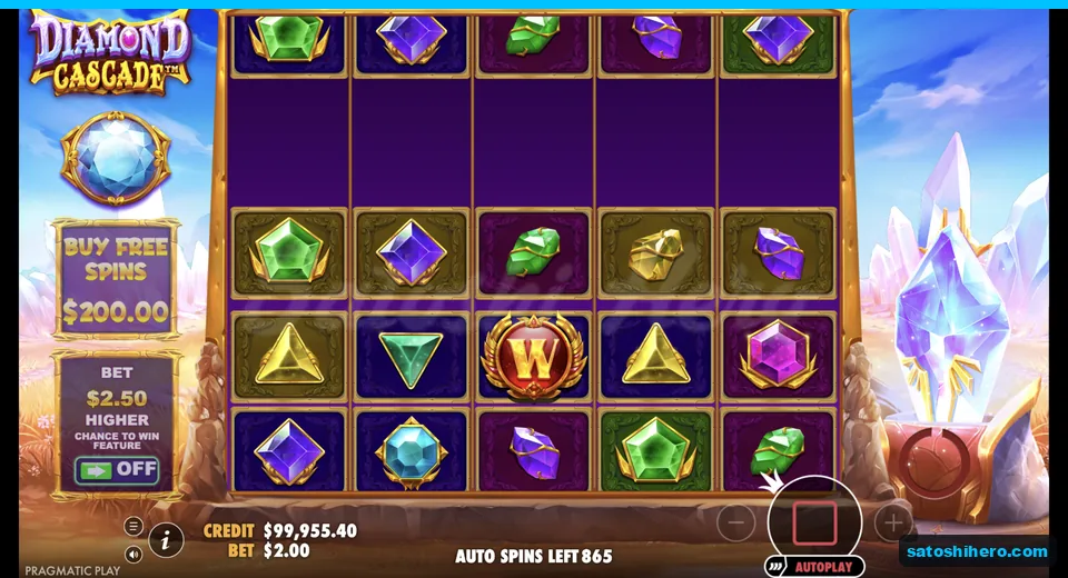 Wild symbol lands among coloured gems