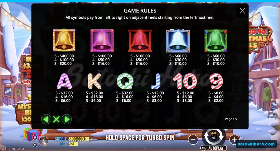 Paytable shows bell and royal card values