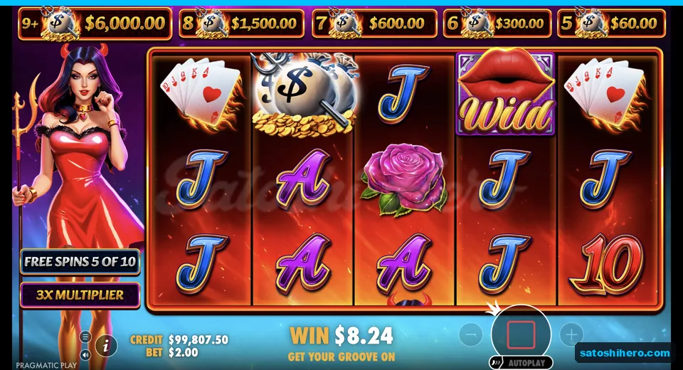 Money symbol lands beside red lips wild