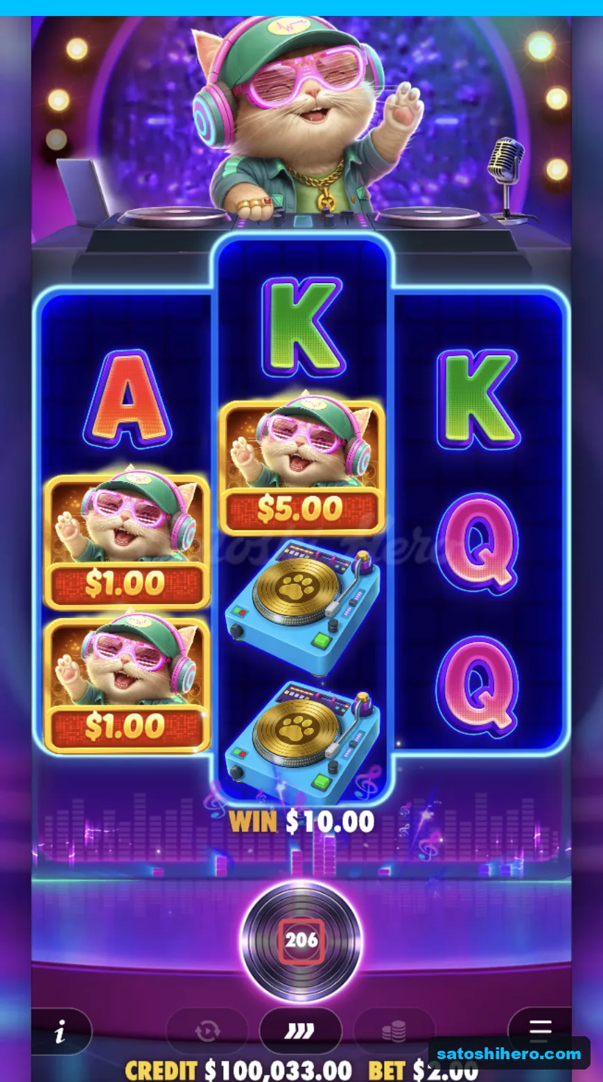 Free spins total shows $77.00 after 8 spins
