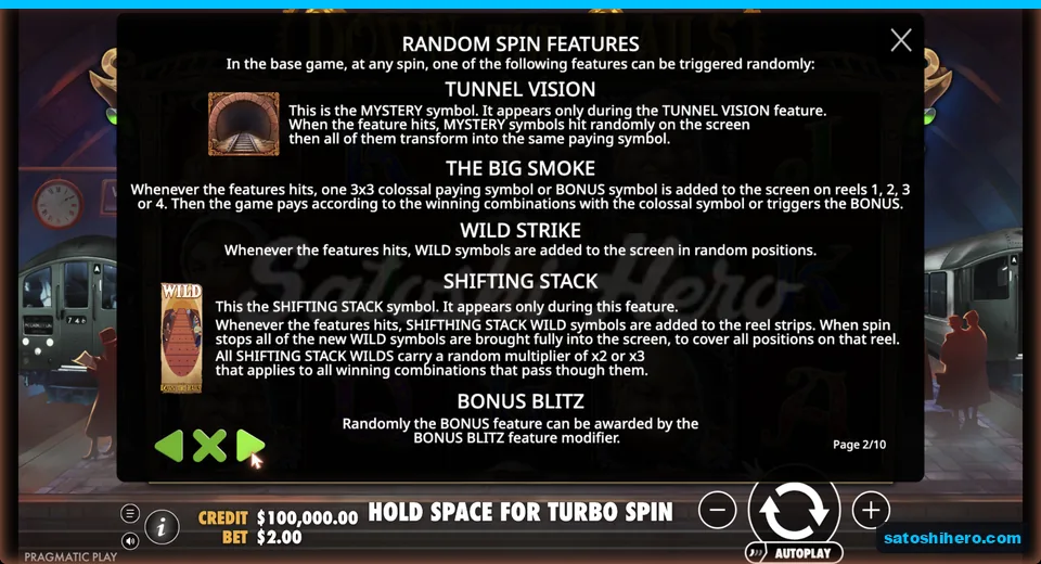 Rules panel lists five random spin modifiers