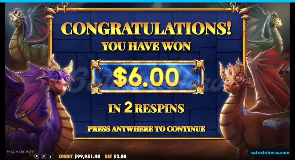 Collect screen confirms a $6.00 win