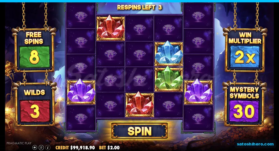 Crystal meters show spins wilds multiplier and mysteries