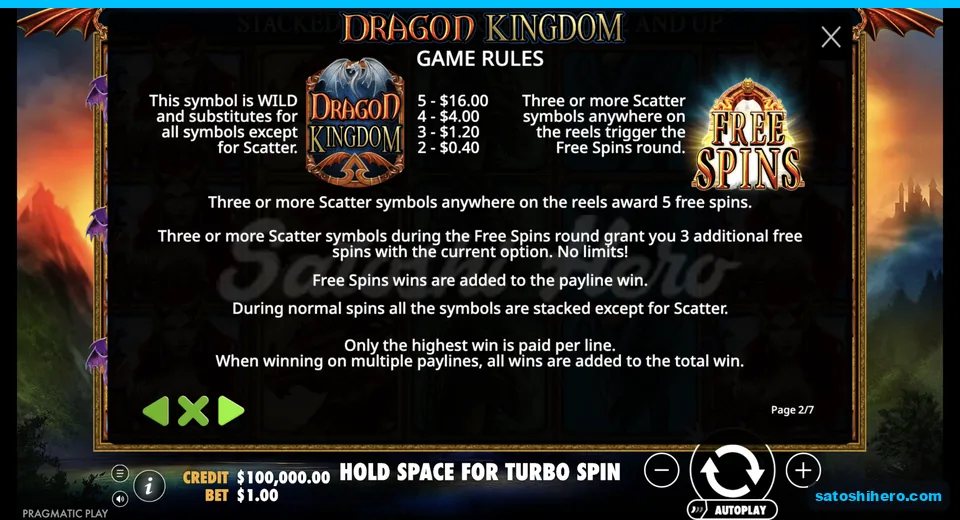 Rules show Wild logo and archway Scatter