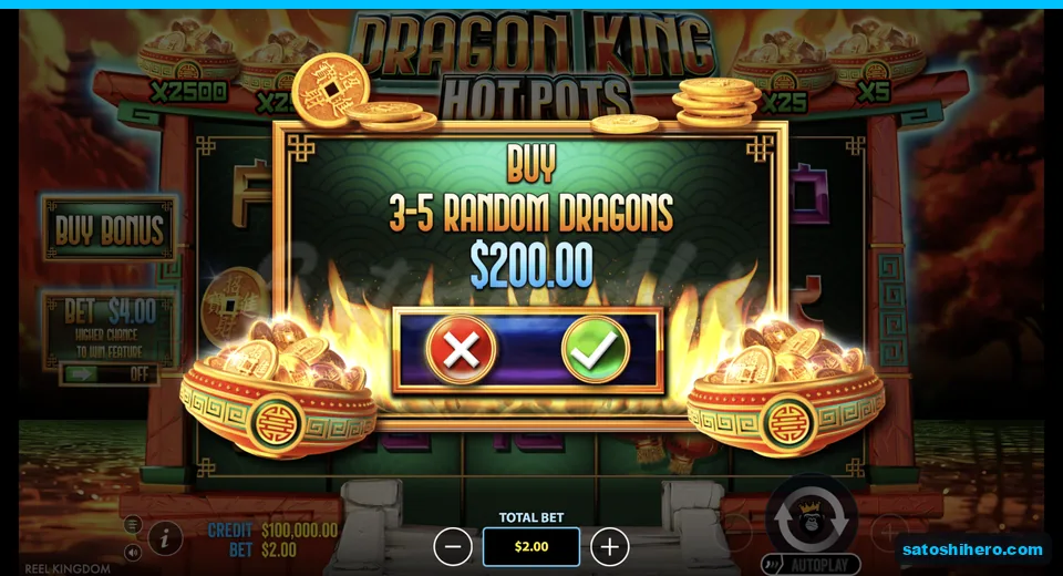 Buy dialog opens at two dollar stake