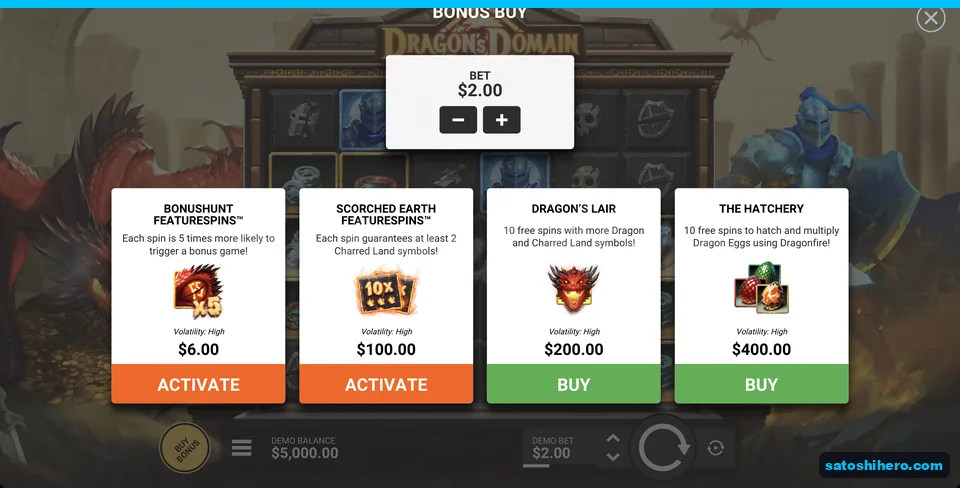 Bonus buy panel lists four purchase prices
