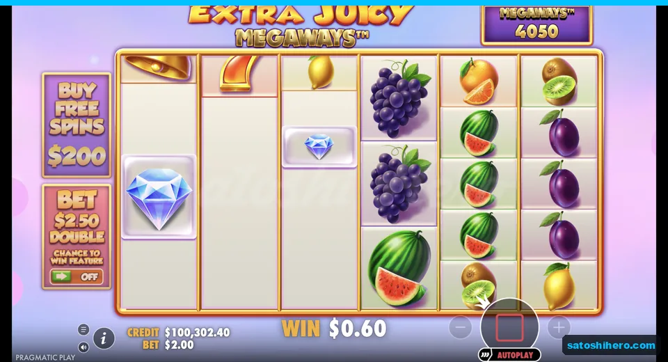 Blue diamond scatter lands among fruit symbols