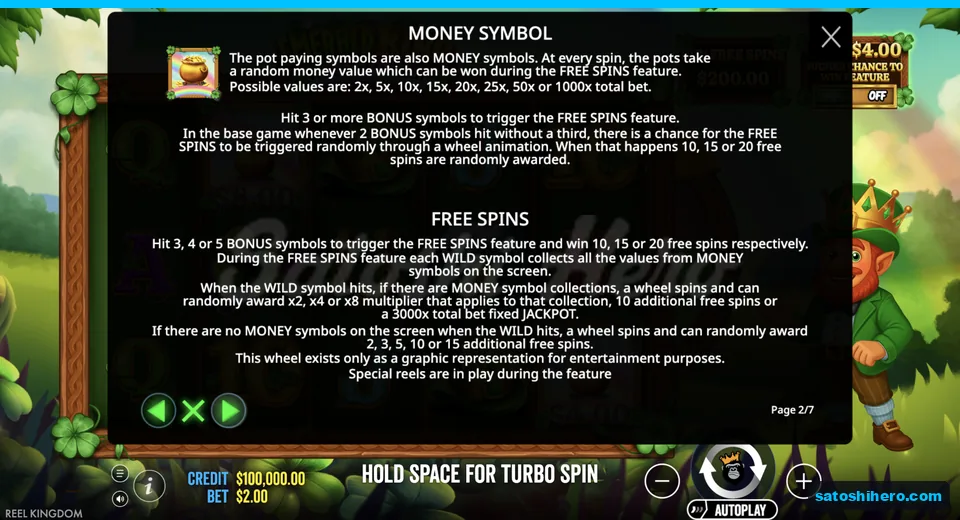 Rules page explains gold pot values