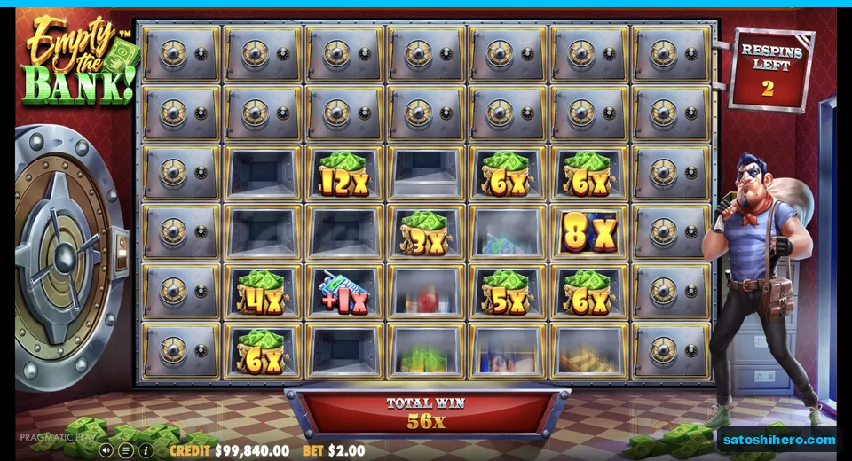 Expanded grid shows locked money bags and drill