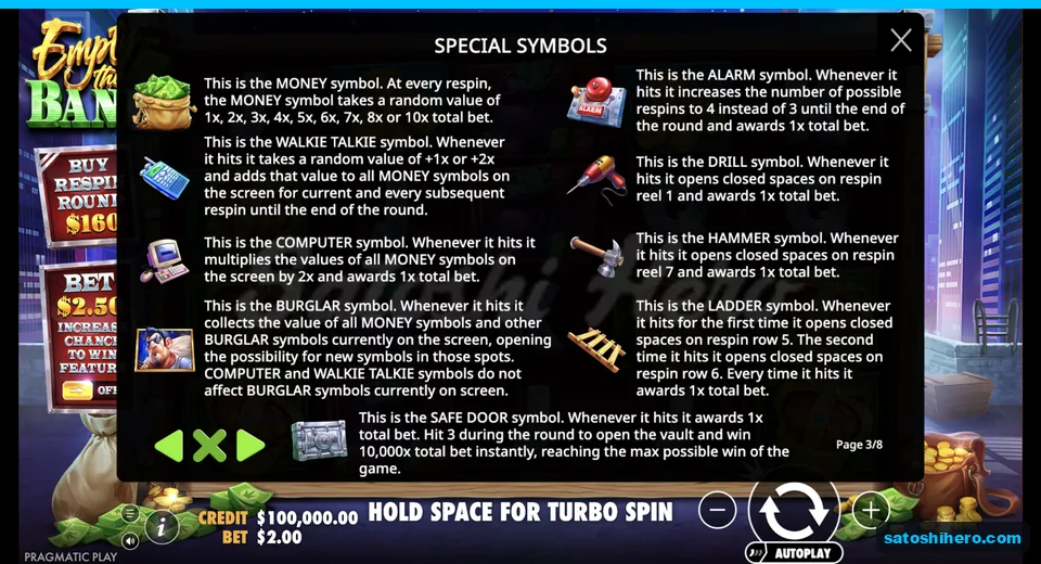 Special symbols page shows tools and Safe Door