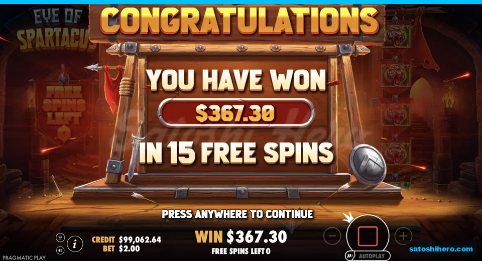 Collect screen shows $367.30 in fifteen spins