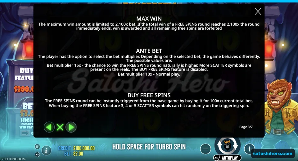 Rules page shows 2,100x cap and buy cost