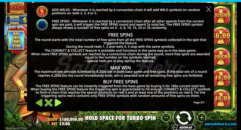 Rules panel explains Add Wilds and free spins