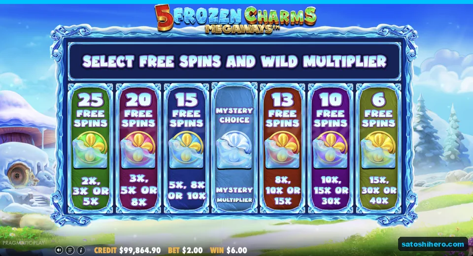 Choice screen offers spins and multipliers