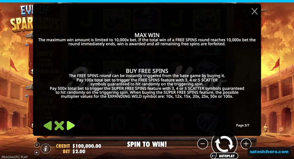 Rules show max win and bonus buys
