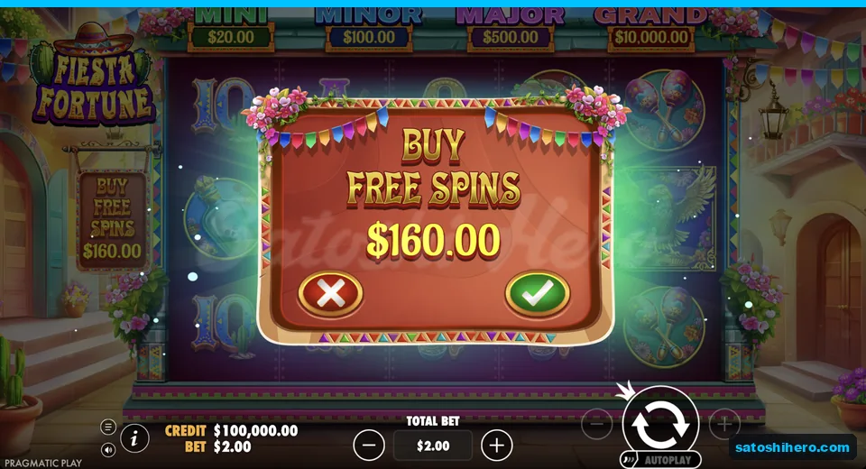 Buy menu opens at the two dollar stake