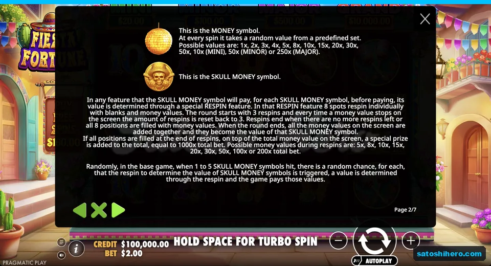 Rules screen explains gold and skull money symbols