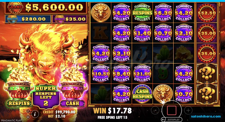 Super Respins fill grid with coin values