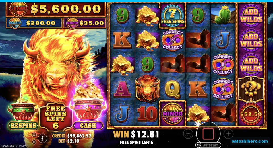 Free spins continue with six spins left