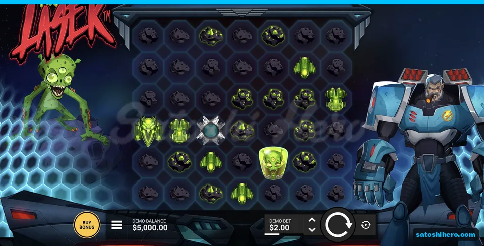 Asteroids, alien symbols and laser on grid