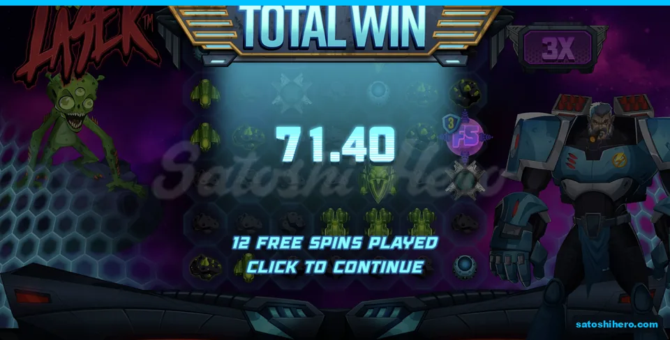 Total win screen showing seventy one dollars