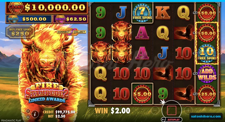 Way win resolves with fire buffalo symbols