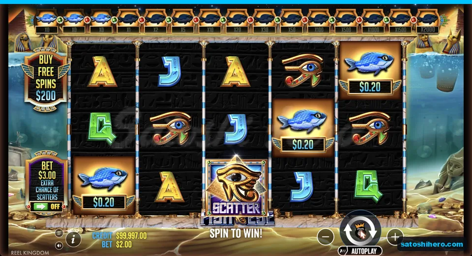 Three blue cash fish land beside a scatter