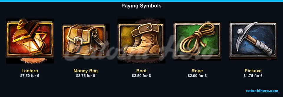 Lantern and mining symbols show six-symbol values