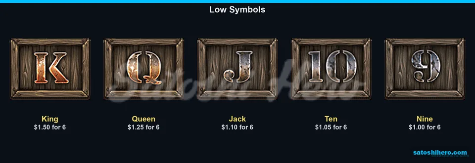 Royal cards display low six-symbol values