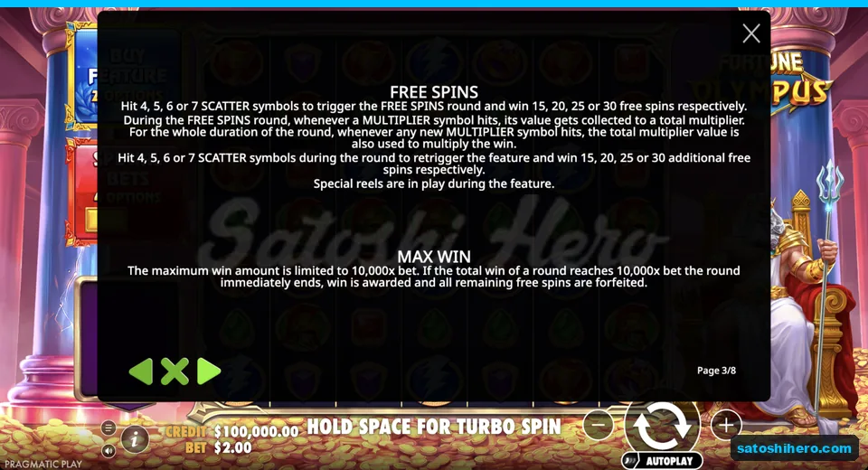 Free spins rules show scatter awards and totals