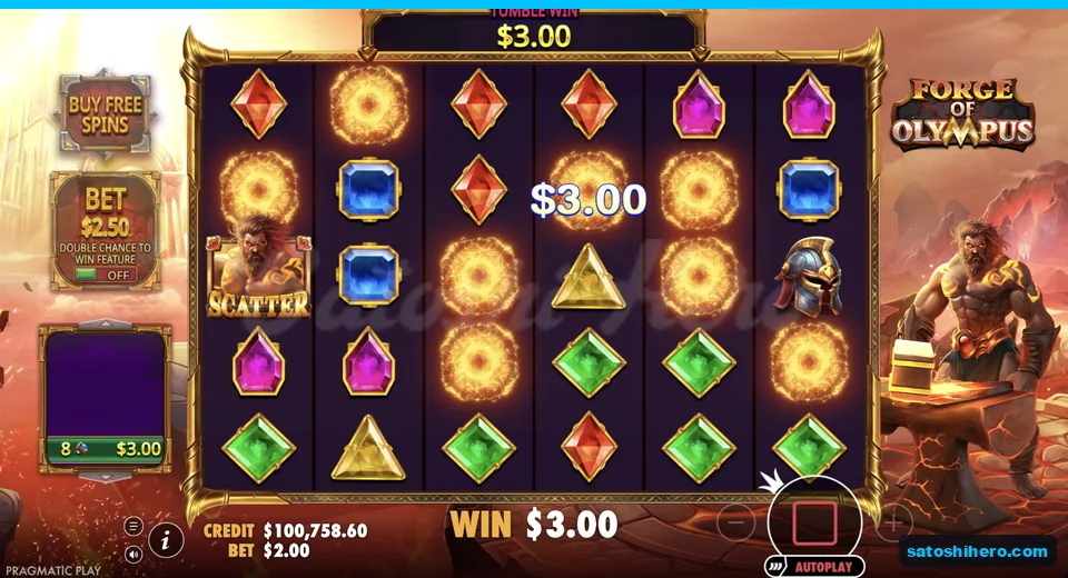 Tumble win resolves with glowing multipliers on grid