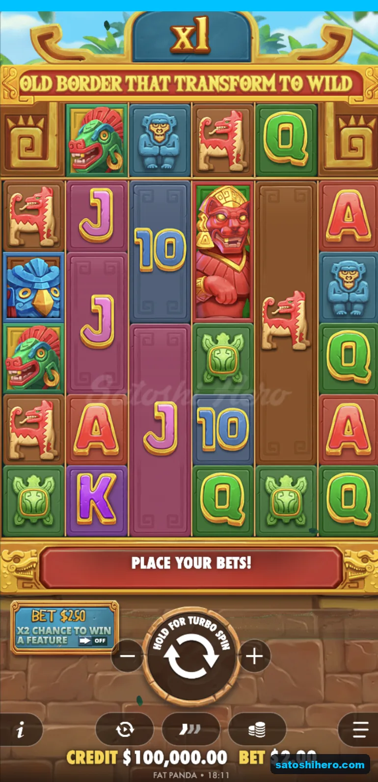 Place Your Bets screen with x1 plaque