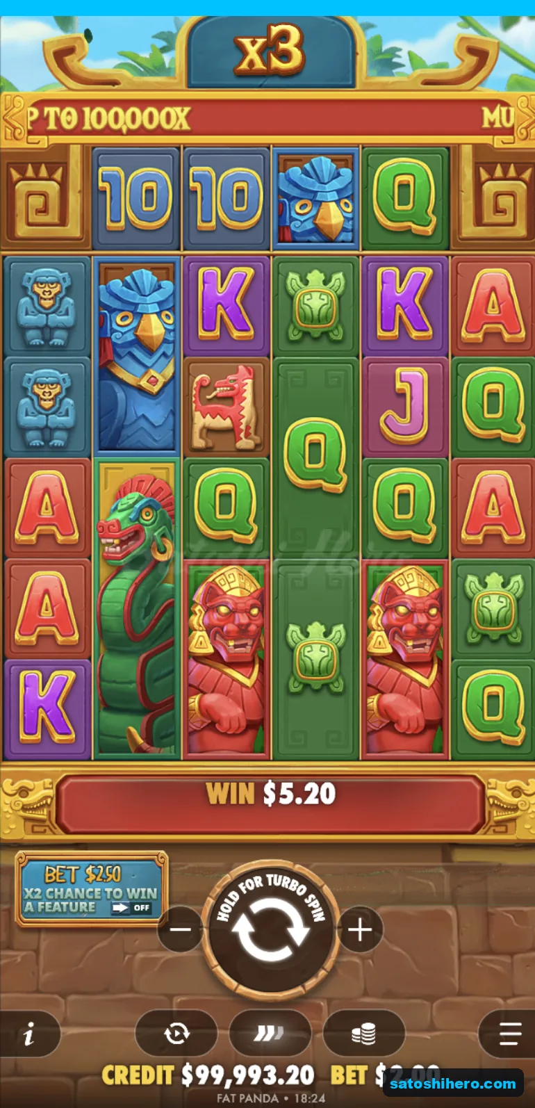 Win resolves with x3 multiplier and $5.20 paid