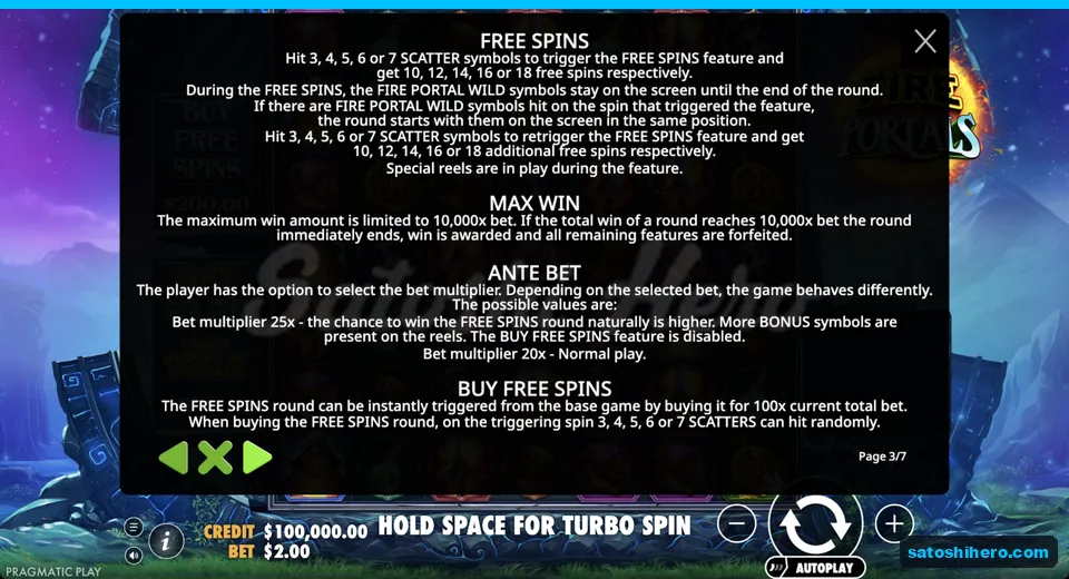 Free spins rules show scatter award table