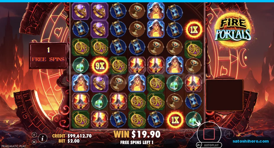 Free spins show x9 and x1 portal wilds