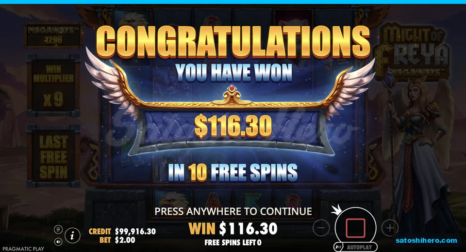 Collect screen shows 116.30 after ten spins